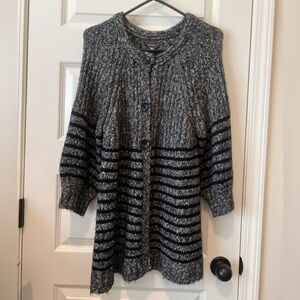Devoted Luxury Apparel  Black and Gray Cardigan with Modern Knit